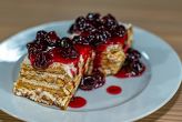 Biscuit cake with mascarpone and sour cherries 220 g.